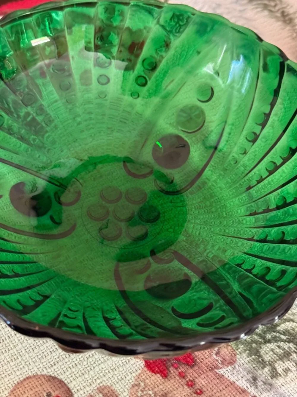 Anchor Hocking Forest Green Burple Footed Dessert Bowl 4 1/2”